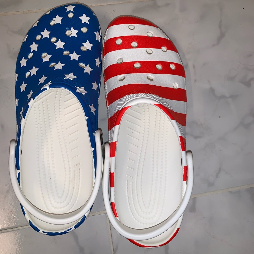 Brand new American flag crocs